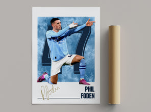 Phil Foden Football Poster Manchester Blue, Modern Wall Art 4392758377
