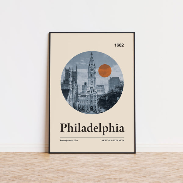 Philadelphia City Poster  Minimalist Art Print  City Poster  Mid Century Poster  Travel Print Art  Retro City Poster  Pennsylvania 1642456139