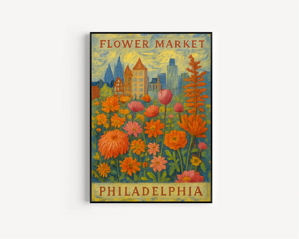 Philadelphia Flower Market Poster, Wall Decor, United States Floral Illustration, Botanical Gallery Wall Art, Gift For Friend, Travel Poster (2)