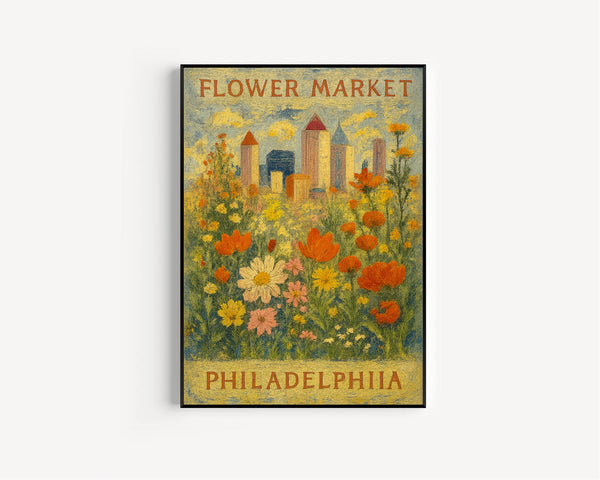 Philadelphia Flower Market Poster, Wall Decor, United States Floral Illustration, Botanical Gallery Wall Art, Gift For Friend, Travel Poster