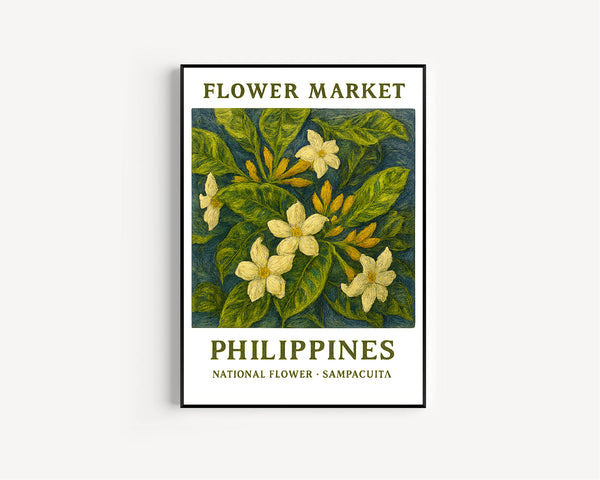 Philippines National Flower Art Print, Sampaguita Wall Art, Botanical Pastel Artwork, Filipino Floral Decor, Home Wall Decor, C31-374