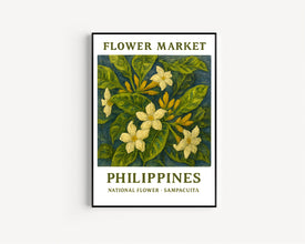 Philippines National Flower Art Print, Sampaguita Wall Art, Botanical Pastel Artwork, Filipino Floral Decor, Home Wall Decor, C31-374