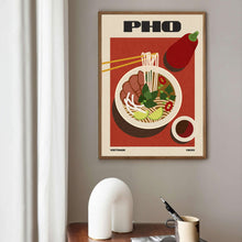 Pho Minimalist Food Poster  Mid Century Modern  Retro Kitchen Decor  Modern Food Art  Housewarming Gift  Vietnam 1434832391