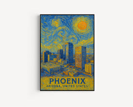 Phoenix Poster Print, Phoenix Travel Poster, Phoenix Van Gogh Style Wall Art, Phoenix, Arizona, United States