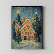 Pink Christmas Town Wall Art Winter Village Whimsical Christmas Decor Christmas Farmhouse Design Idea