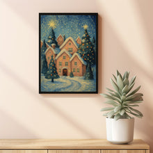 Pink Christmas Town Wall Art Winter Village Whimsical Christmas Decor Christmas Farmhouse Design Idea