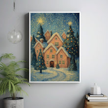 Pink Christmas Town Wall Art Winter Village Whimsical Christmas Decor Christmas Farmhouse Design Idea