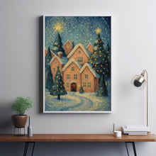 Pink Christmas Town Wall Art Winter Village Whimsical Christmas Decor Christmas Farmhouse Design Idea