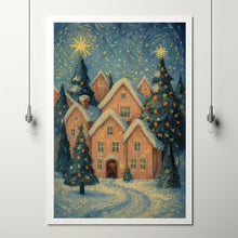 Pink Christmas Town Wall Art Winter Village Whimsical Christmas Decor Christmas Farmhouse Design Idea