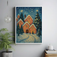 Pink Christmas Town Wall Art Winter Village Whimsical Christmas Decor Christmas Farmhouse Design Idea (2)