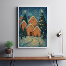 Pink Christmas Town Wall Art Winter Village Whimsical Christmas Decor Christmas Farmhouse Design Idea (2)