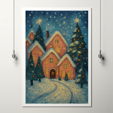 Pink Christmas Town Wall Art Winter Village Whimsical Christmas Decor Christmas Farmhouse Design Idea (2)