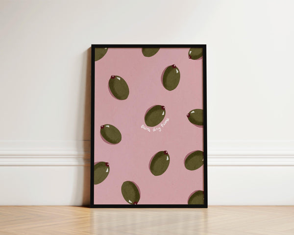 Pink Olives Kitchen Print, Olive Print, Green Olives Kitchen Print, Extra Dirty Please, Food Wall Art, Dirty Martini Print, Bestie Gift 1810930818