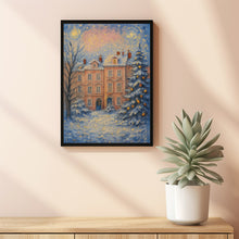 Pink Winter Village Art Print, Wall Art, Holiday Poster, Trendy Christmas Decor