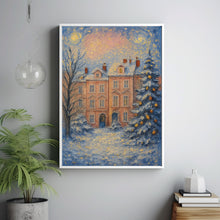 Pink Winter Village Art Print, Wall Art, Holiday Poster, Trendy Christmas Decor