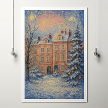 Pink Winter Village Art Print, Wall Art, Holiday Poster, Trendy Christmas Decor