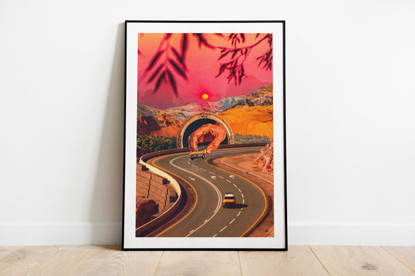 Play Time  Trippy Psychedelic Wall Art, Surreal Road Trip Art Print, Vibrant Color Vintage Collage Art, Above Bed Décor, Aesthetic Poster 1277481566