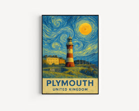 Plymouth Poster Print, Plymouth Travel Poster, Plymouth Van Gogh Style Wall Art, Plymouth, United Kingdom