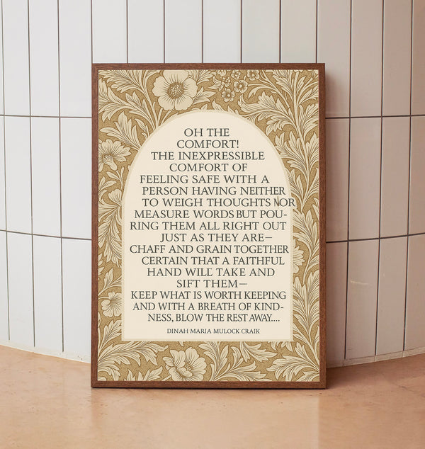 Poem for a Friend Square Wall Art with Vintage Floral Toile Art  Comfort of a Friend Print or Canvas