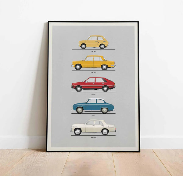 Polish Cars Poster, Classic Cars from Poland Wall Art, Polish Cars From PRL. Home Decor, Gift For Birthday, Car Enthusiast Print