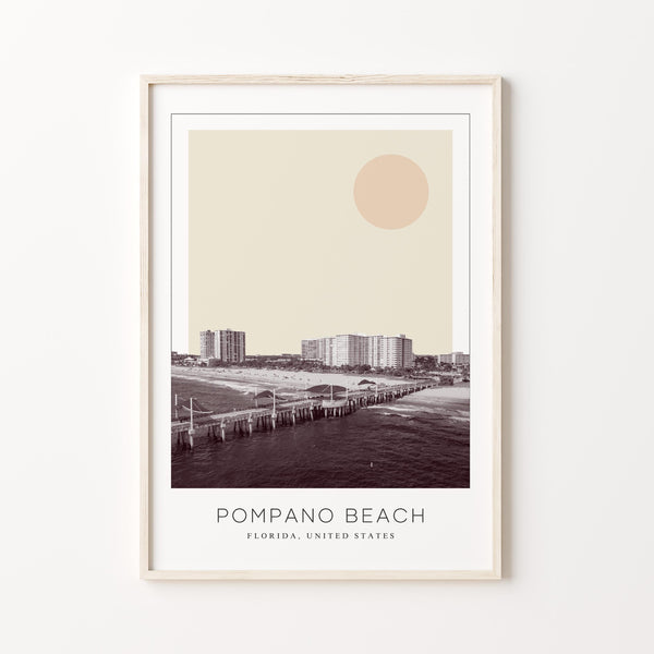 Pompano Beach Poster Print, Pompano Beach Travel Poster, Pompano Beach Minimalistic Wall Art, Pompano Beach, Florida, United States 1868246758