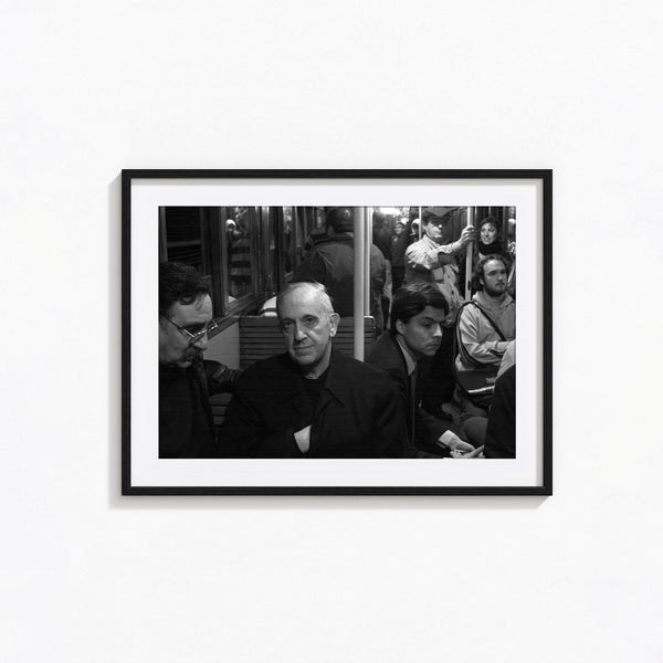 Pope Francis on Public Transport 1998 Poster, Black and White Wall Art, Catholic Wall Art, Photography Prints, Museum Quality Photo Print 1906646159