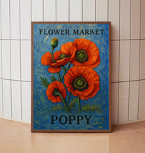 Poppy Flower Market Art Print, Poppy Wall Art, Botanical Pastel Artwork, Floral Home Decor, Nature-Inspired Print, C31-342