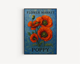 Poppy Flower Market Art Print, Poppy Wall Art, Botanical Pastel Artwork, Floral Home Decor, Nature-Inspired Print, C31-342