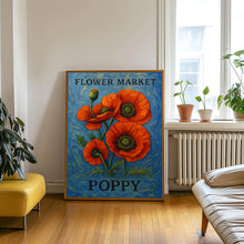 Poppy Flower Market Art Print, Poppy Wall Art, Botanical Pastel Artwork, Floral Home Decor, Nature-Inspired Print, C31-342