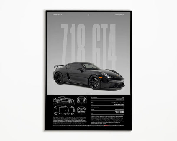 Porsche 718 Cayman GT4 Print _ 982 _ Car Print _ Hyper Car Poster _ Super Car Print _ Art Print _ Car Poster _ Home Decor _ Wall Decor