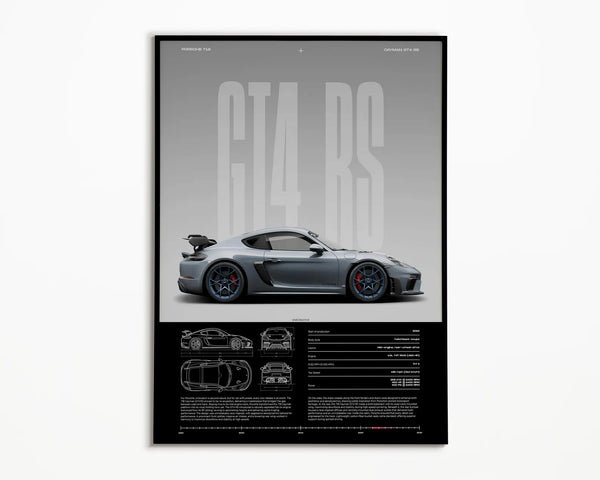 Porsche 718 Cayman GT4 RS Print _ GT4 RS _ Car Print _ Hyper Car Poster _ Super Car Print _ Art Print _ Car Poster _ Home Decor _ Wall Decor 1