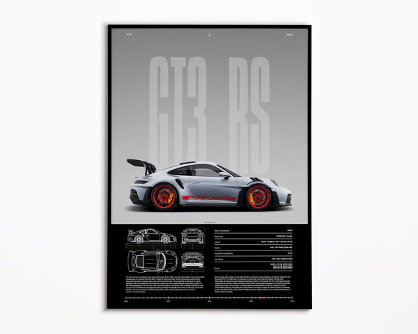 Porsche 911 GT3 RS Poster _ 992 _ Physical Print _ Hyper Car Poster _ Super Car Print _ Art Print _ Car Poster _ Home Decor _ Wall Decor