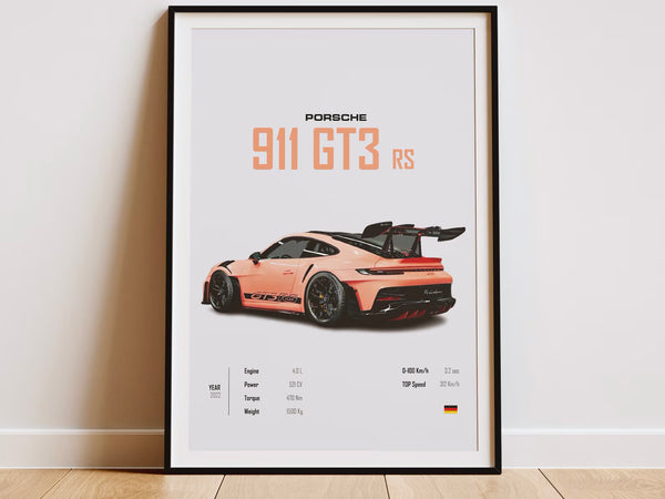 Porsche 911 GT3 RS Poster, Porsche 992 GT3 RS Print, Car Print, Car Wall Art, Car Poster, Boys Room Decor - Race Car Poster 2