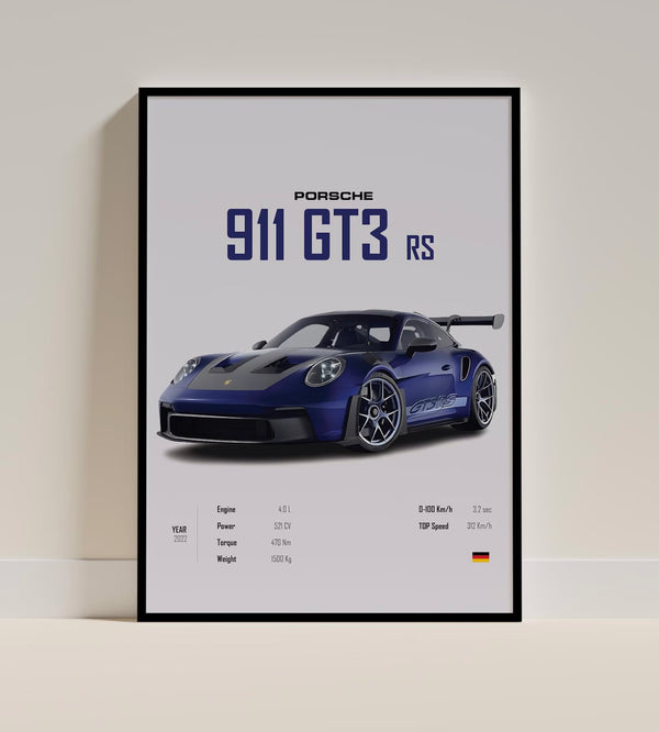 Porsche 911 GT3 RS Poster, Porsche 992 GT3 RS Print, Car Print, Car Wall Art, Car Poster, Boys Room Decor - Race Car Poster 3