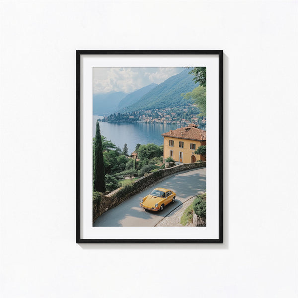 Porsche 911 Print, Retro Lake Como Italy Porsche Wall Art, Oil Painting, Vintage Print, Photography Prints, Museum Quality Photo Art Print 1793428809