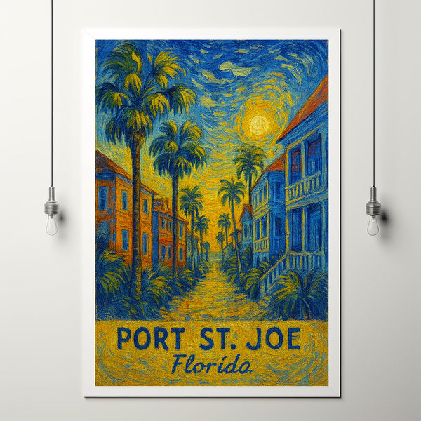 Port St. Joe City Print, Port St. Joe Travel Poster, Florida Travel Gift, Port St. Joe Van Gogh style Florida Poster, Port St. Joe Gift