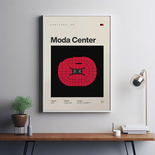 Portland Trail Blazers Poster, Moda Center Stadium Print, Mid Century Modern Basketball-D9CD0W