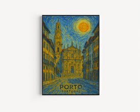 Porto Poster Print, Porto Travel Poster, Porto Van Gogh Style Wall Art, Porto, Portugal