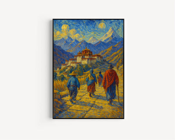 Potala Palace Vintage Poster, Tibetan Architecture Wall Art, Lhasa Travel Print, Tibet Poster
