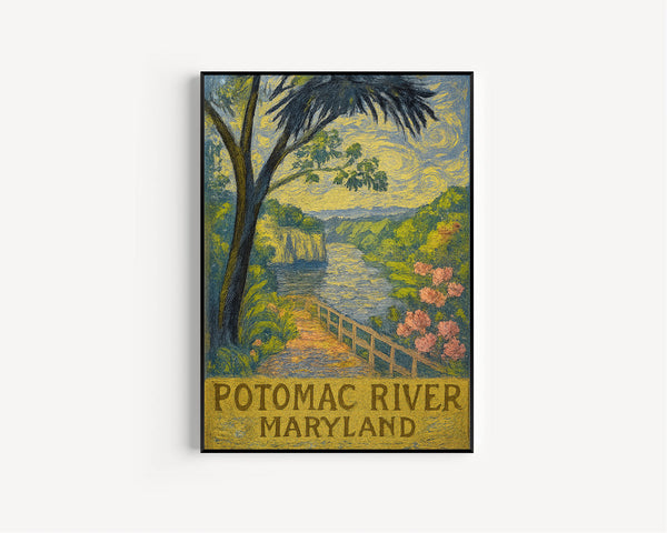 Potomac River Washington Travel Print, Scenic Landscape Wall Art, Maryland Nature Poster, Rustic Home Decor, Adventure Gift
