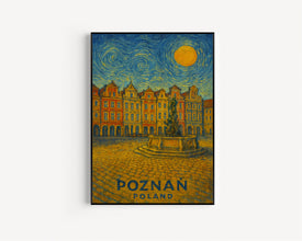 Poznań Poster Print, Poznań Travel Poster, Poznań Van Gogh Style Wall Art, Poznań, Poland