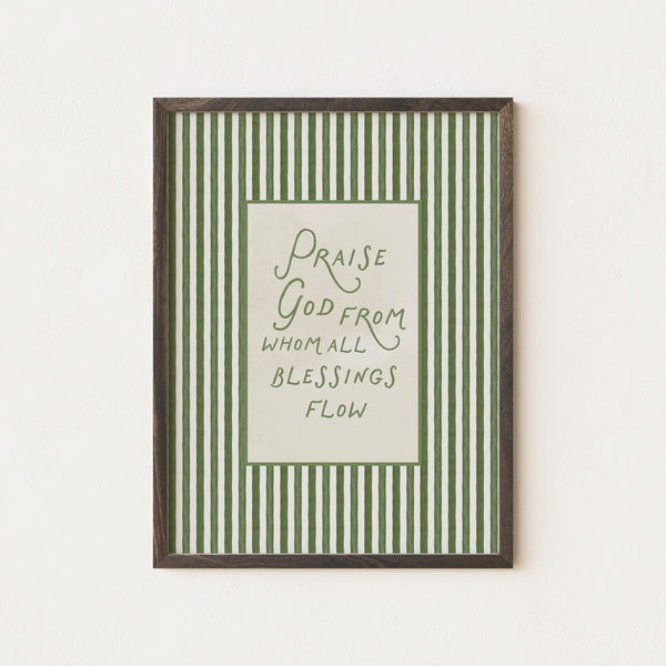 Praise God From Whom All Blessings Flow Printable  Doxology Christian Wall Art  Green Scripture Print  Faith Based Home Decor Poster 4300192338 4378