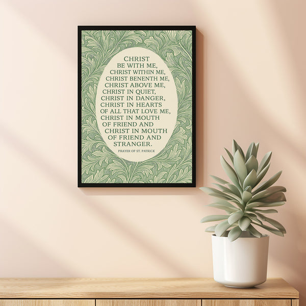 Prayer of St Patrick Print Christian Hymn Wall Art, Irish, Catholic Decor Christ Be With Me William Morris Religious