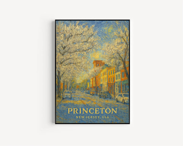 Princeton Print, Princeton Photo Poster, Princeton Travel Wall Art, Princeton Map Print, Princeton Van Gogh Style Print, New Jersey, USA