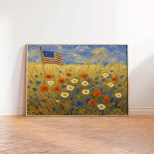 Printable American Flag Art 4th of July Painting, Summer Print, Vintage Coastal Wall Art