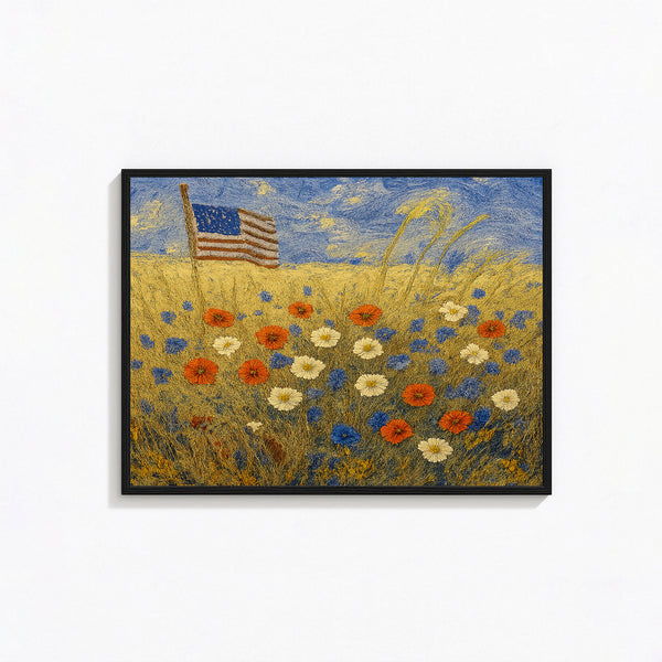 Printable American Flag Art 4th of July Painting, Summer Print, Vintage Coastal Wall Art