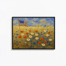 Printable American Flag Art 4th of July Painting, Summer Print, Vintage Coastal Wall Art