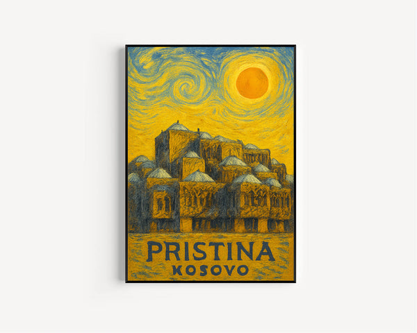 Pristina Poster Print, Pristina Travel Poster, Pristina Van Gogh Style Wall Art, Pristina, Kosovo