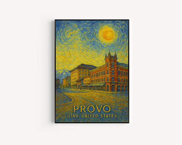 Provo Poster Print, Provo Travel Poster, Provo Van Gogh Style Wall Art, Provo, Utah, United States