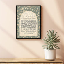 Psalm 121, Christian Wall Art with Vintage Floral Toile Art, Square Print I Lift My Eyes to the Hills Bible Verse Print or Canvas